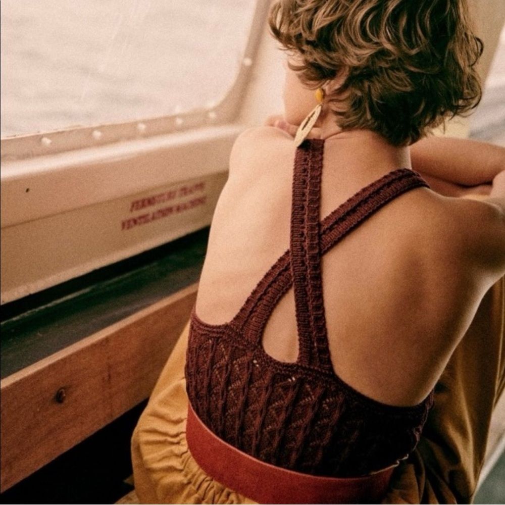 NWT Sezane Jessica Cable Knit Sweater Halter Top Size Medium - Picture 8 of 8